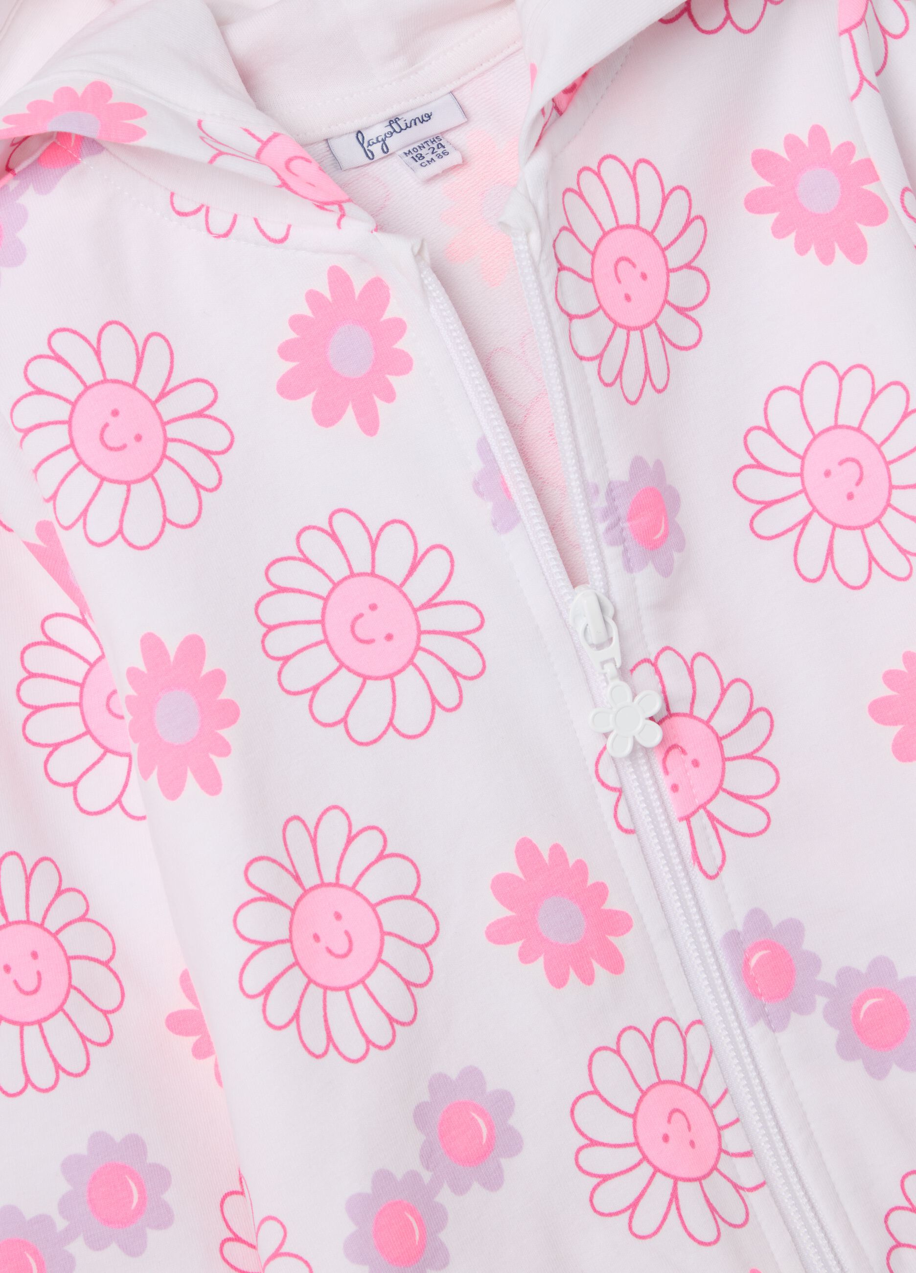 Stretch cotton jogging set with flowers print