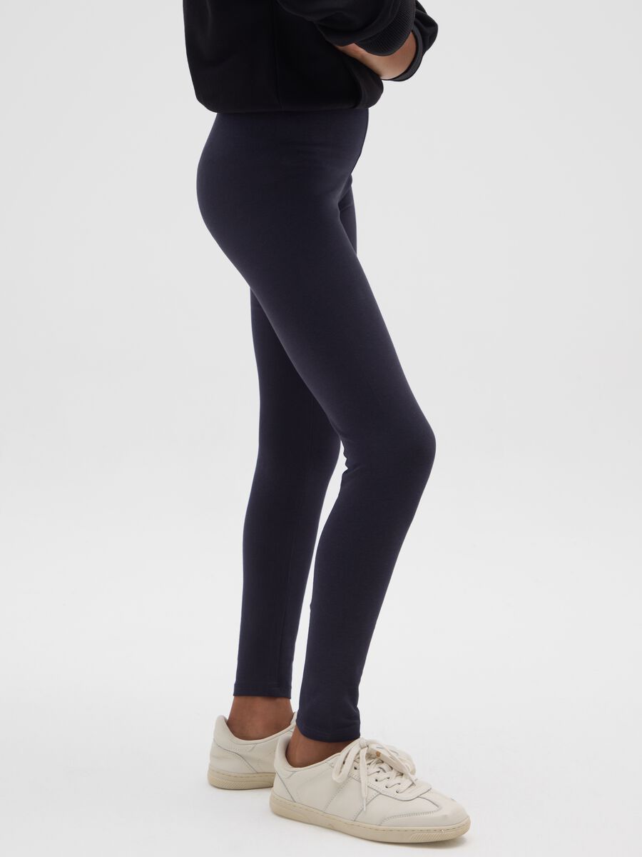 Girls' Skinny Fit Blue Cotton Leggings_3