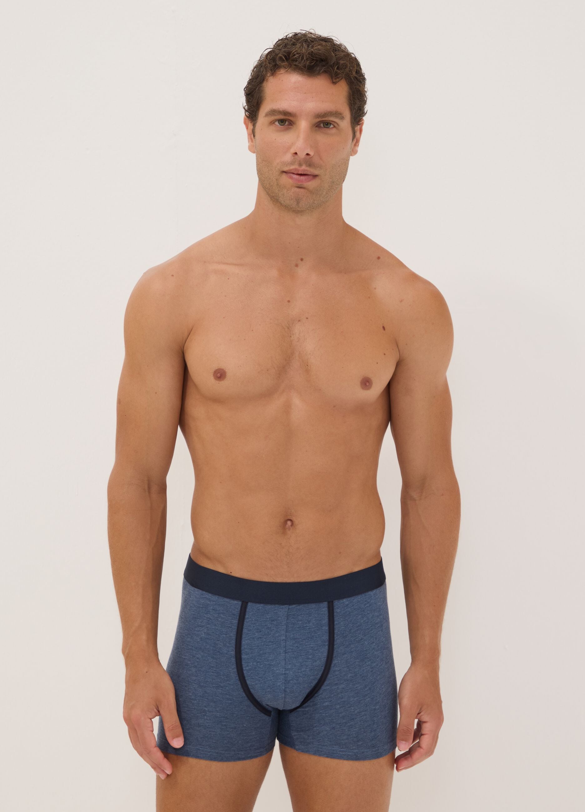 3-pack of blue and black stretch organic cotton boxer shorts