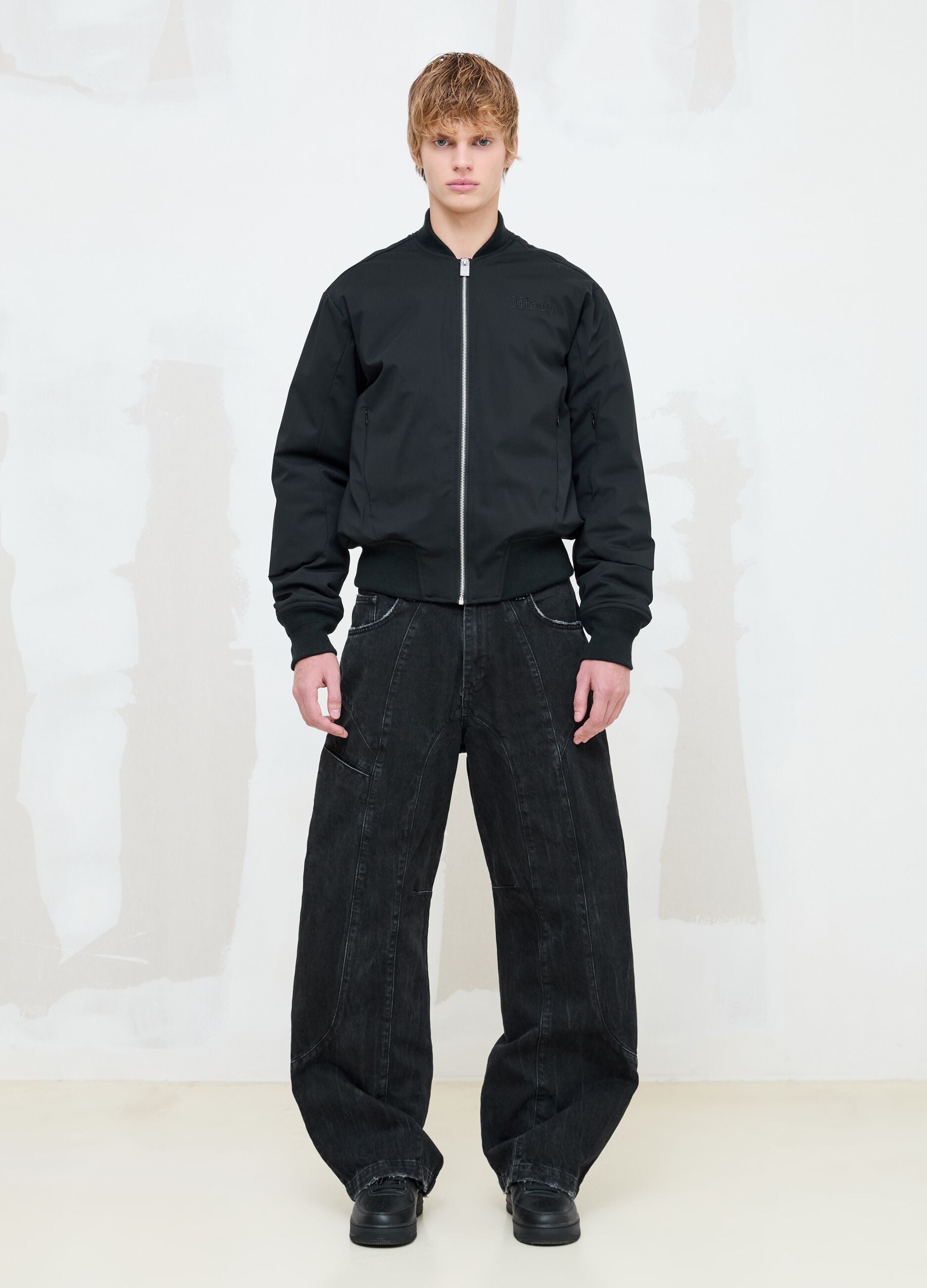 Black Nylon Bomber Jacket