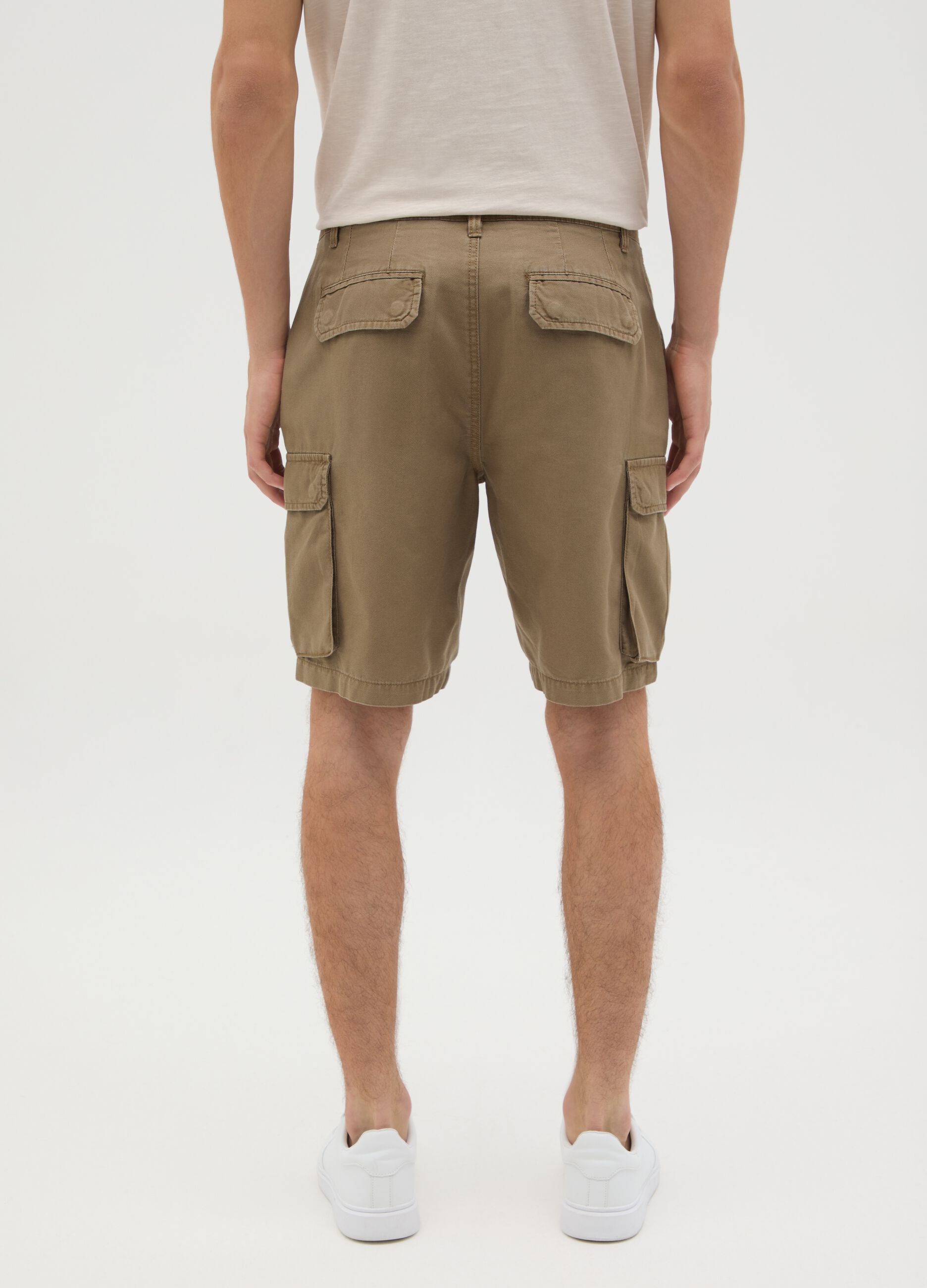 Bermuda da uomo in puro cotone marroni regular fit