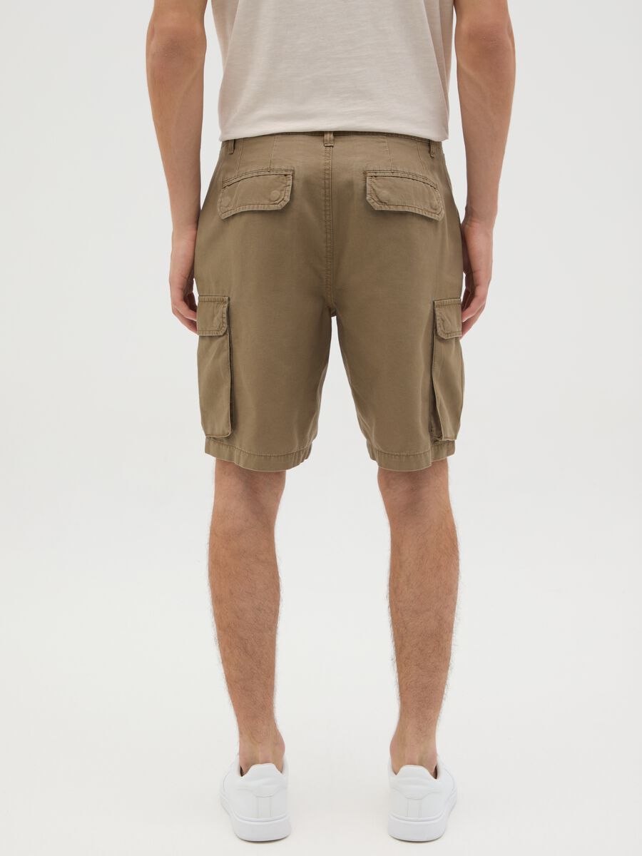 Men's brown pure cotton regular fit Bermuda shorts_3