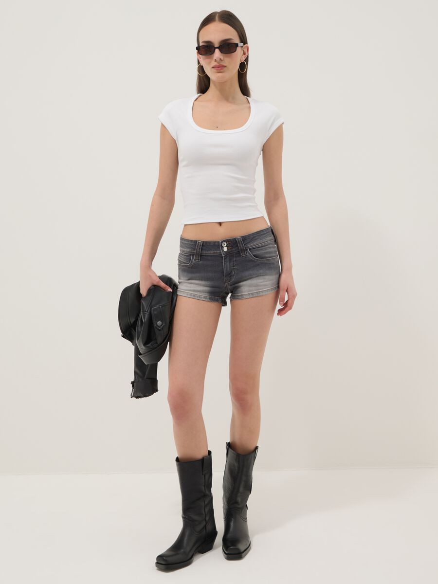 White short-sleeve stretch cotton T-shirt_2