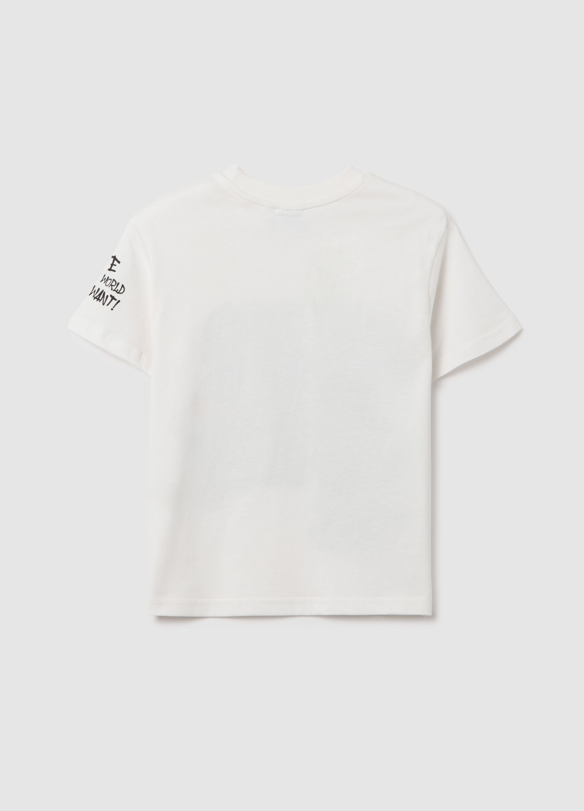 White regular fit pure cotton kids T-shirt