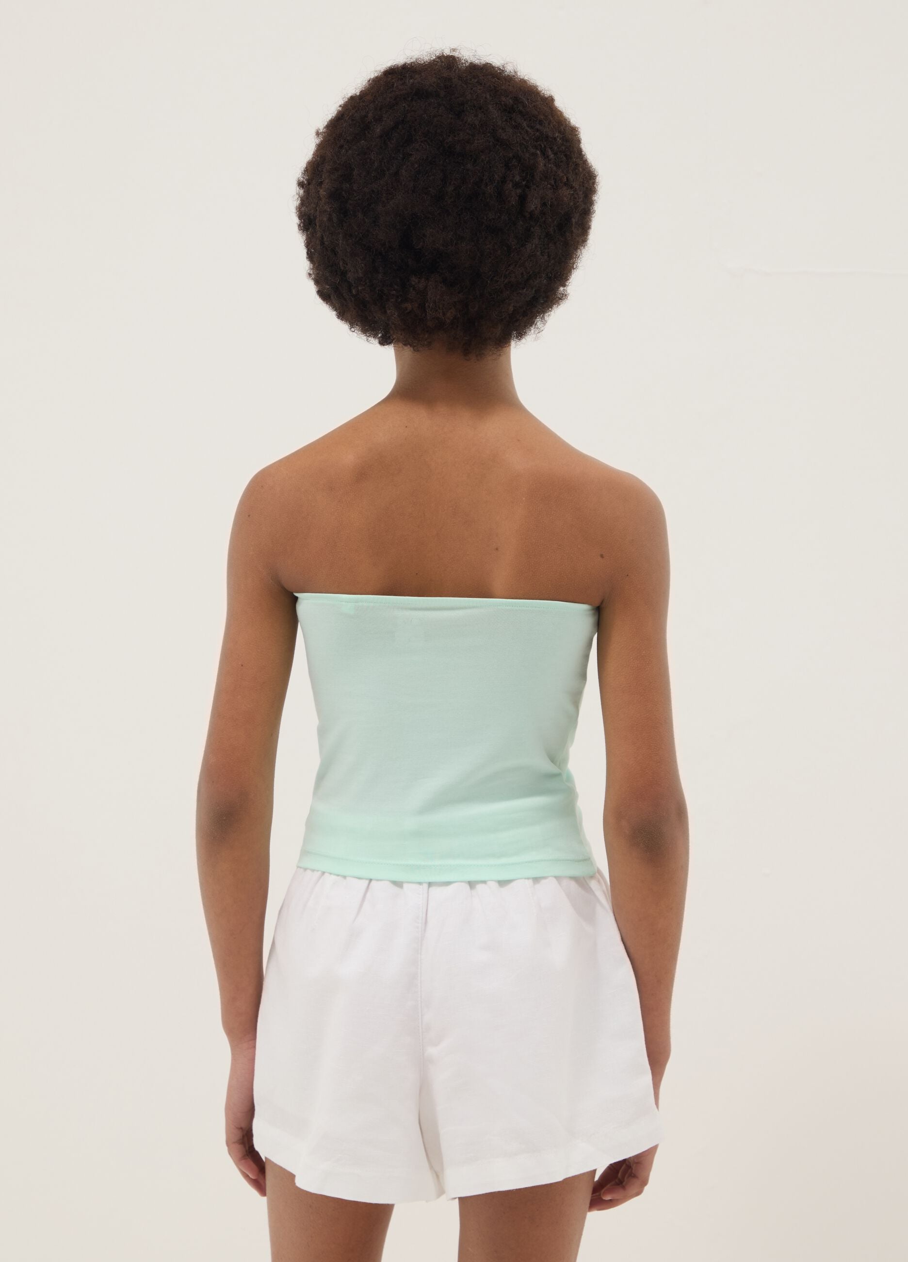 Girls&rsquo; fitted green bandeau top in stretch cotton