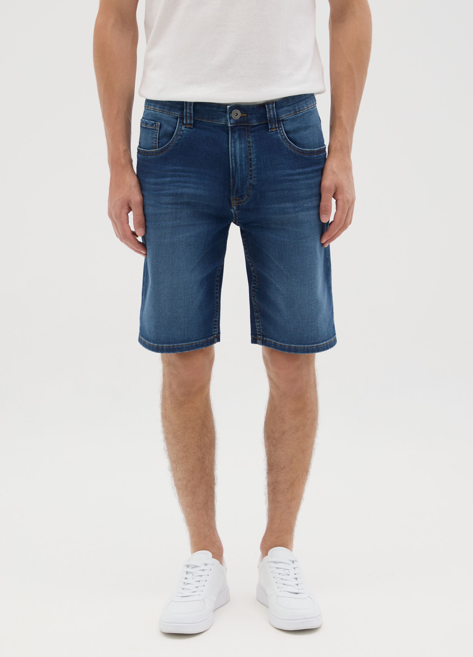 Men's Blue Denim Slim Fit Shorts
