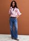 Jeans blu wide leg a vita alta in puro cotone_0