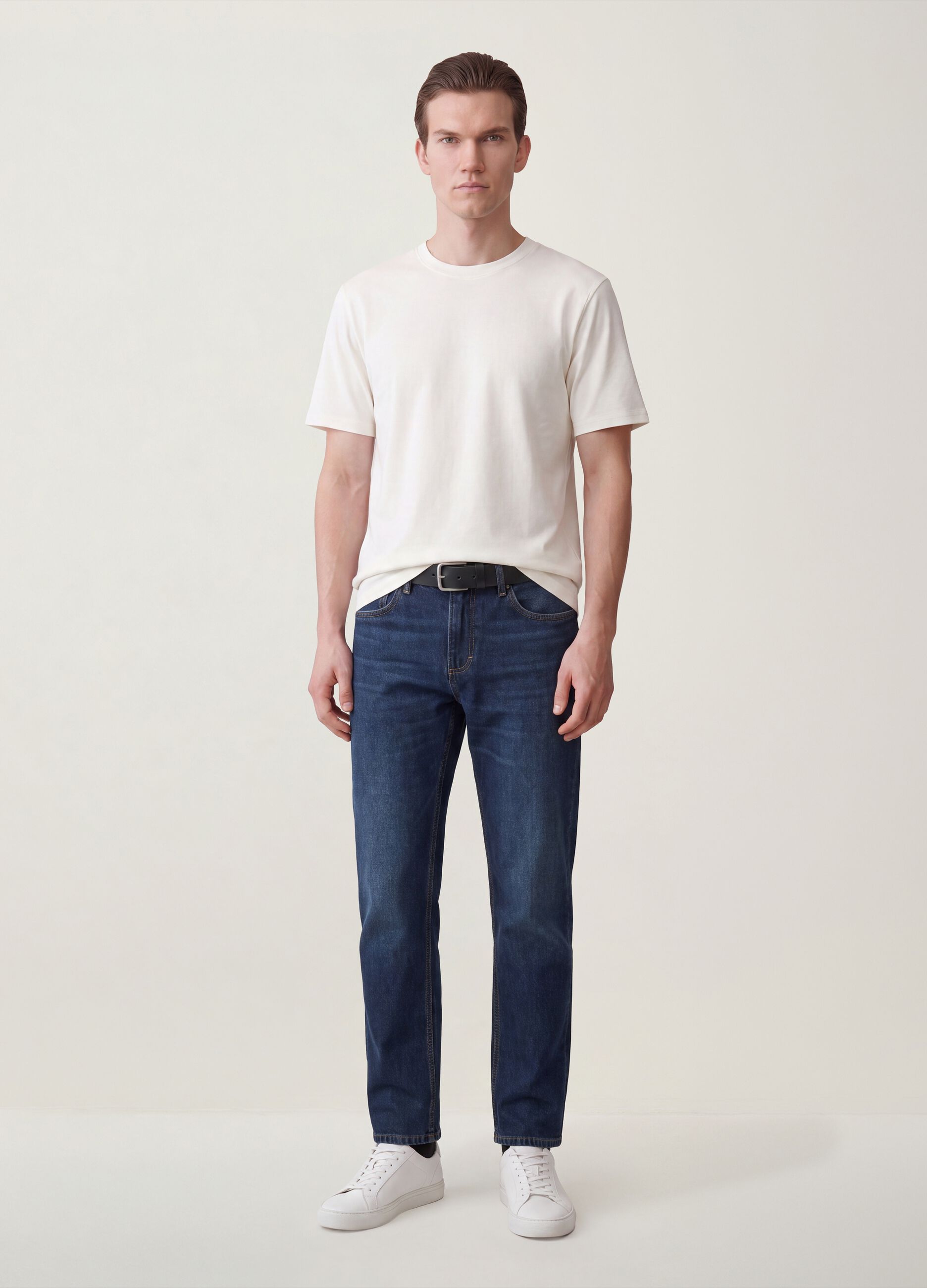 Regular fit denim jeans in pure cotton