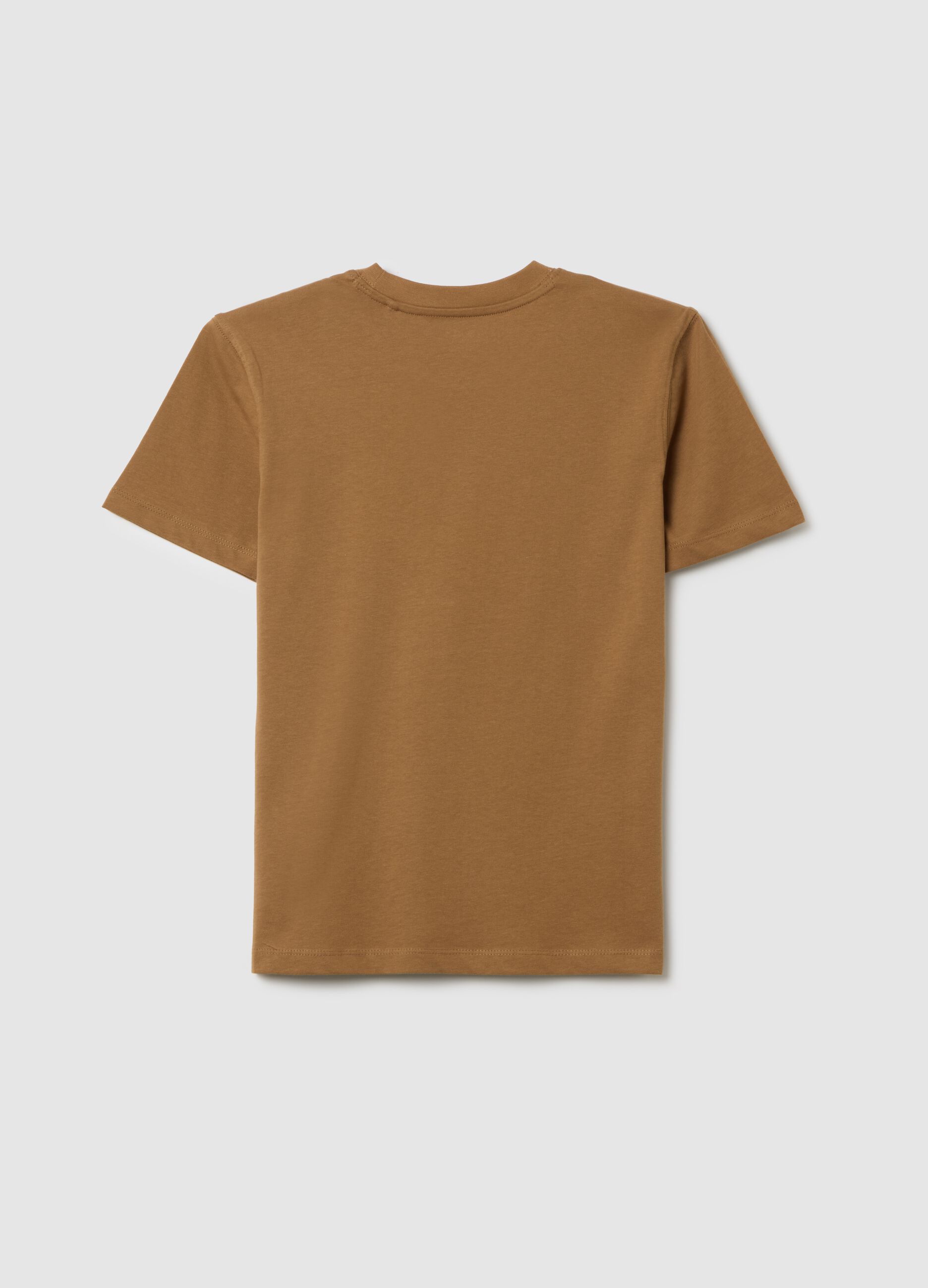 T-shirt da ragazzo in puro cotone marrone regular fit