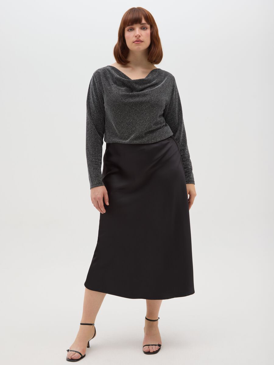 Black Sweater with Shawl Collar and Rhinestones in Regular Fit_1