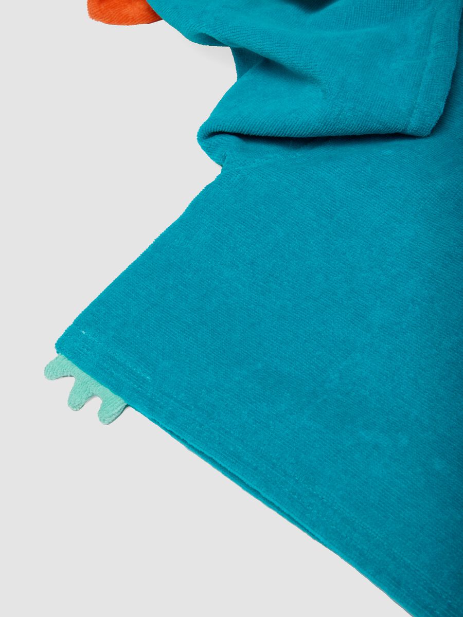 Blue organic cotton hooded poncho_3