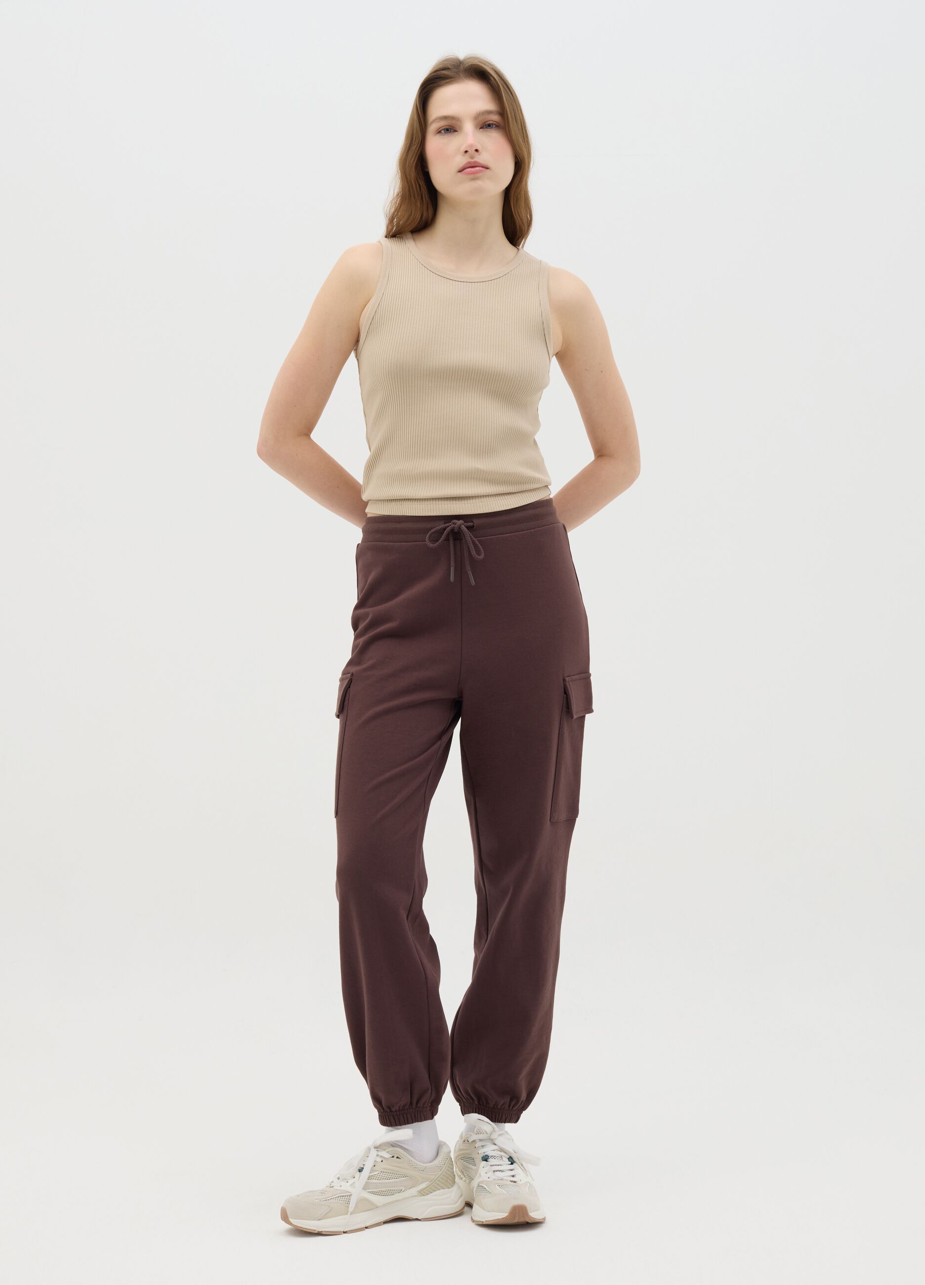 Women's beige regular fit vest top