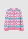 Pink and light blue cardigan with striped openwork design_0