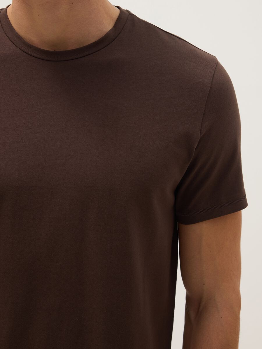 Slim fit brown stretch cotton T-shirt_2