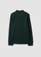 Green pure cotton T-shirt with structured stand collar, regular fit_2