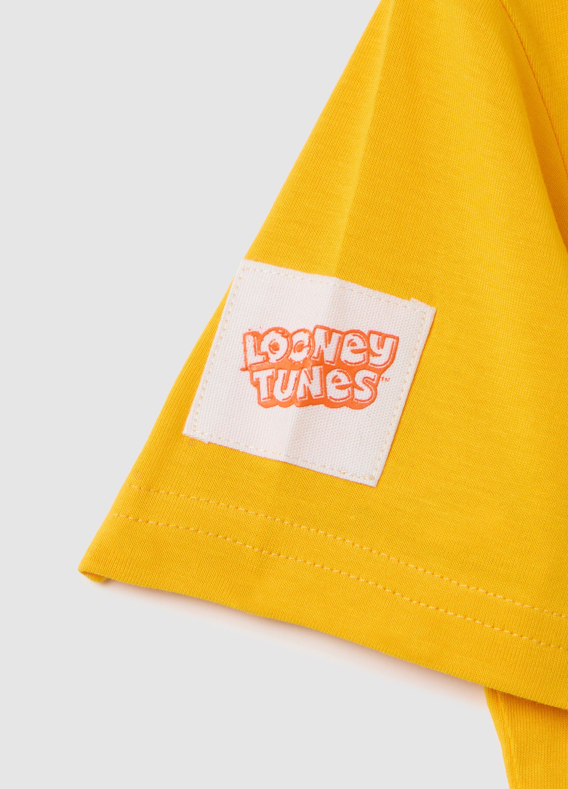 Yellow regular fit pure cotton kids' T-shirt