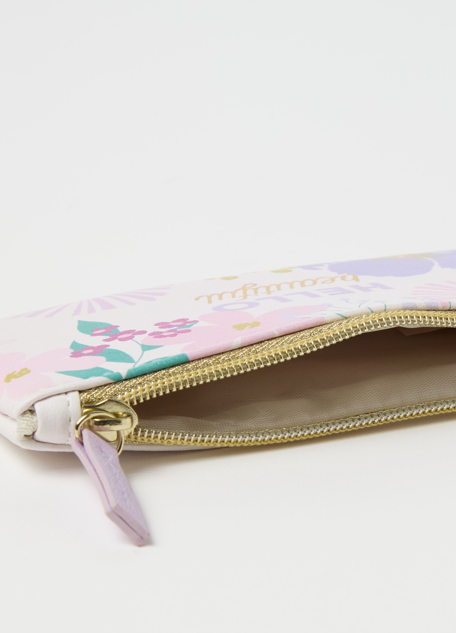 Beauty bag with print and zip