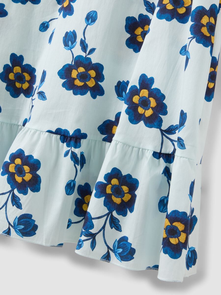 White stretch cotton dress with floral print, regular fit_5