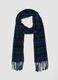 Sciarpa blu in pura lana con frange e fantasia check_0