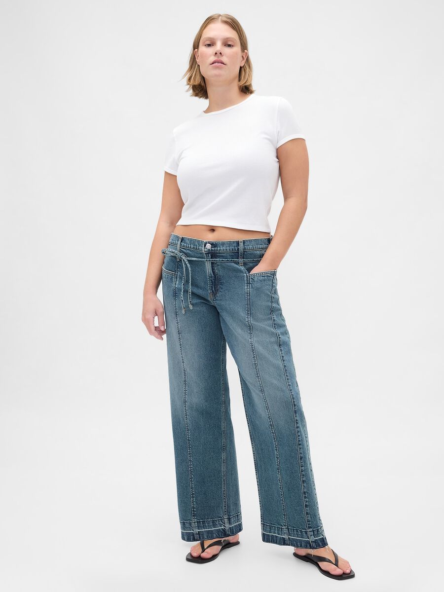 Blue Wide-Leg Denim Trousers_0