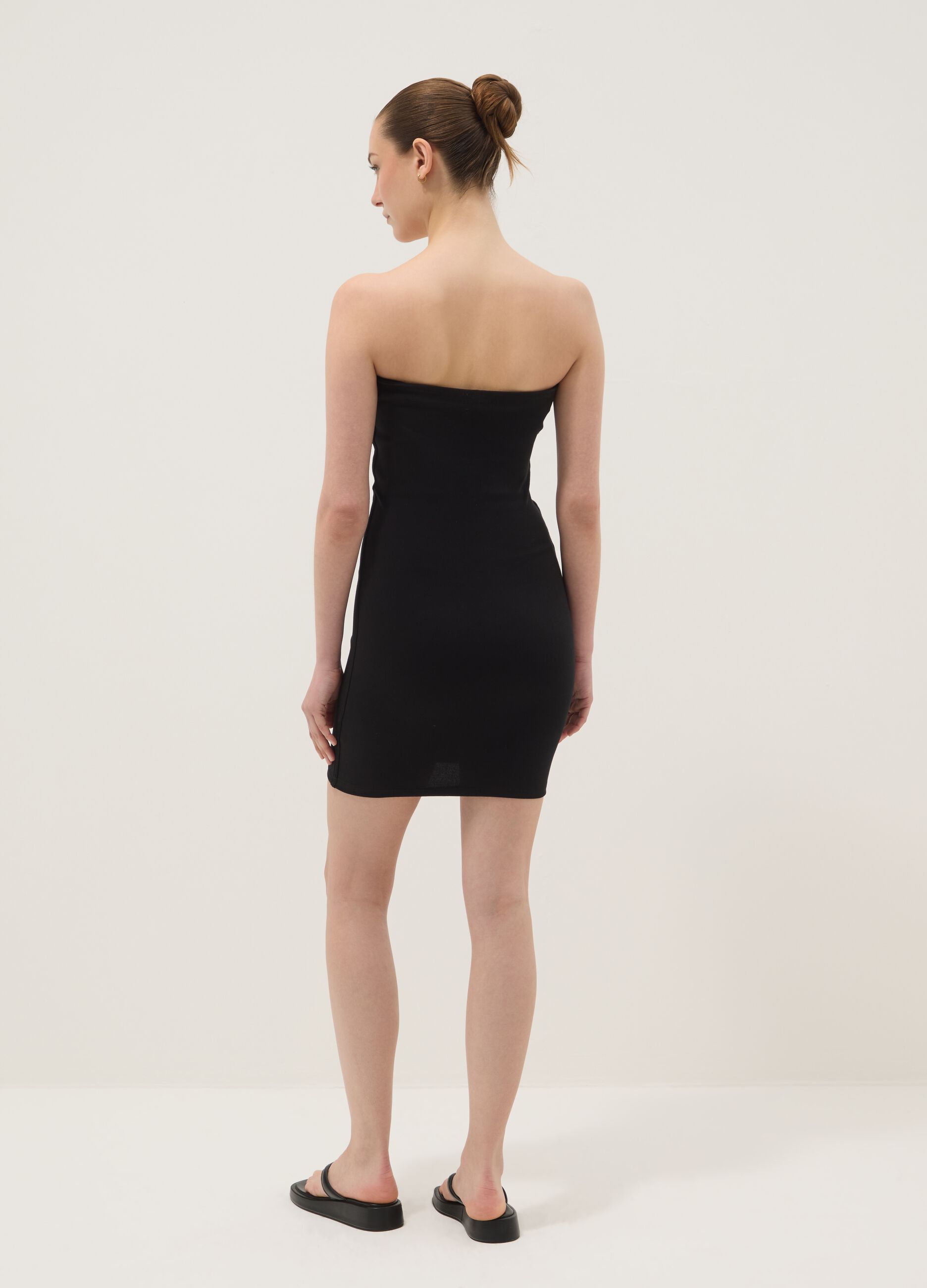 Black midi dress in stretch cotton