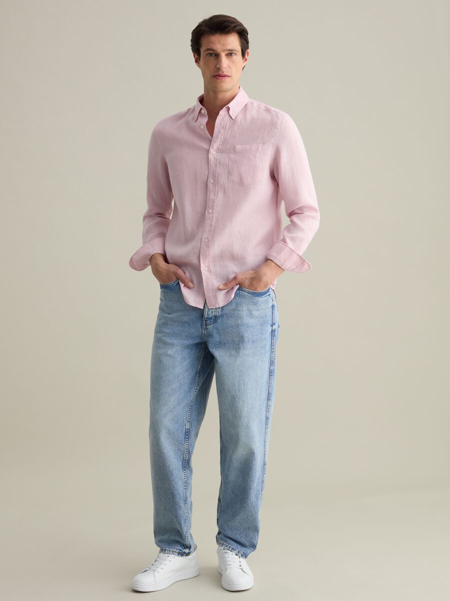 Regular-fit shirt in linen with pocket_1