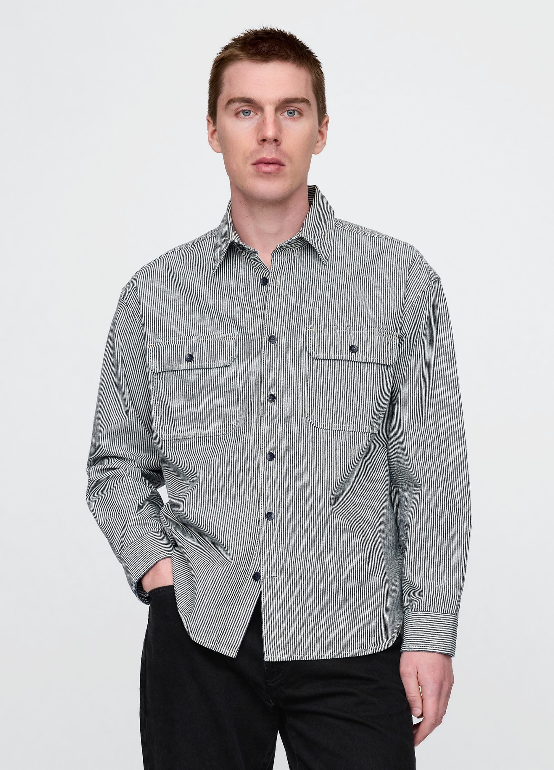 Black and Grey Striped Shirt