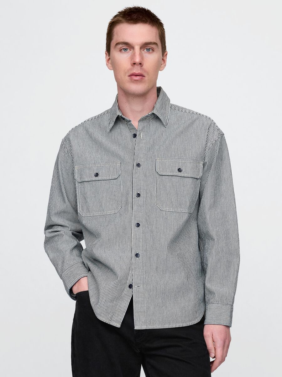 Black and Grey Striped Shirt_0
