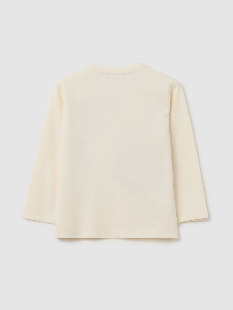 Maglietta da bambino in puro cotone beige con stampa_1