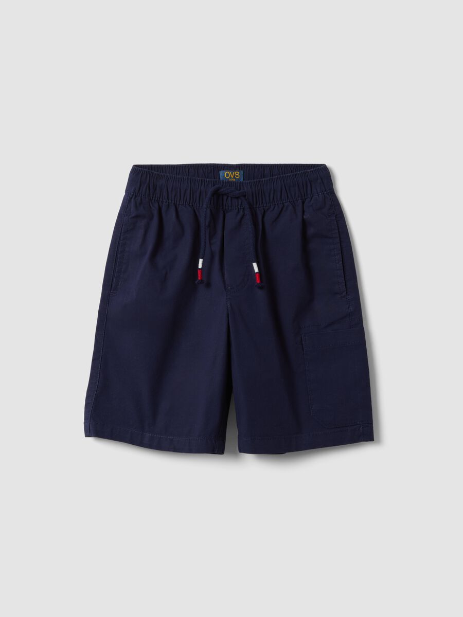 Blue stretch cotton shorts with elasticated waistband_0