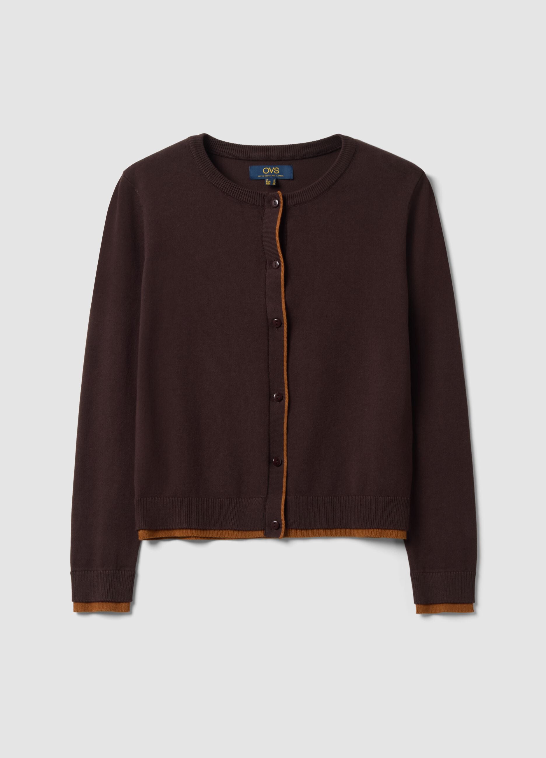 Brown long-sleeved viscose-blend cardigan
