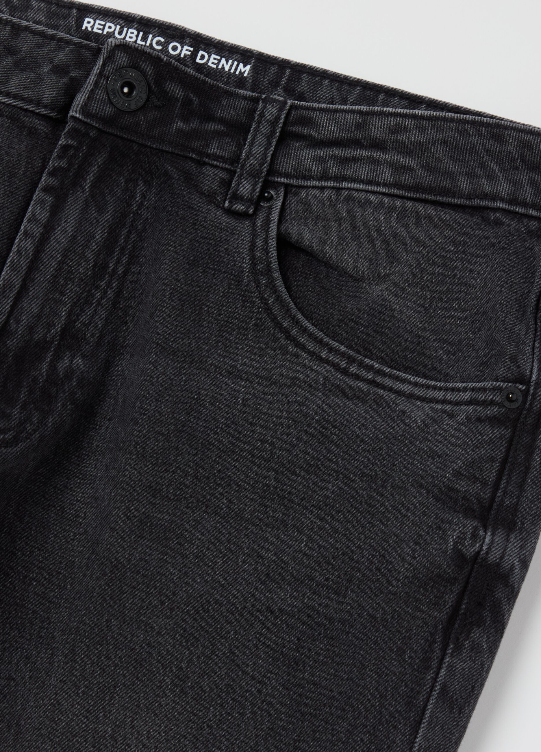 Slim-fit acid-wash jeans