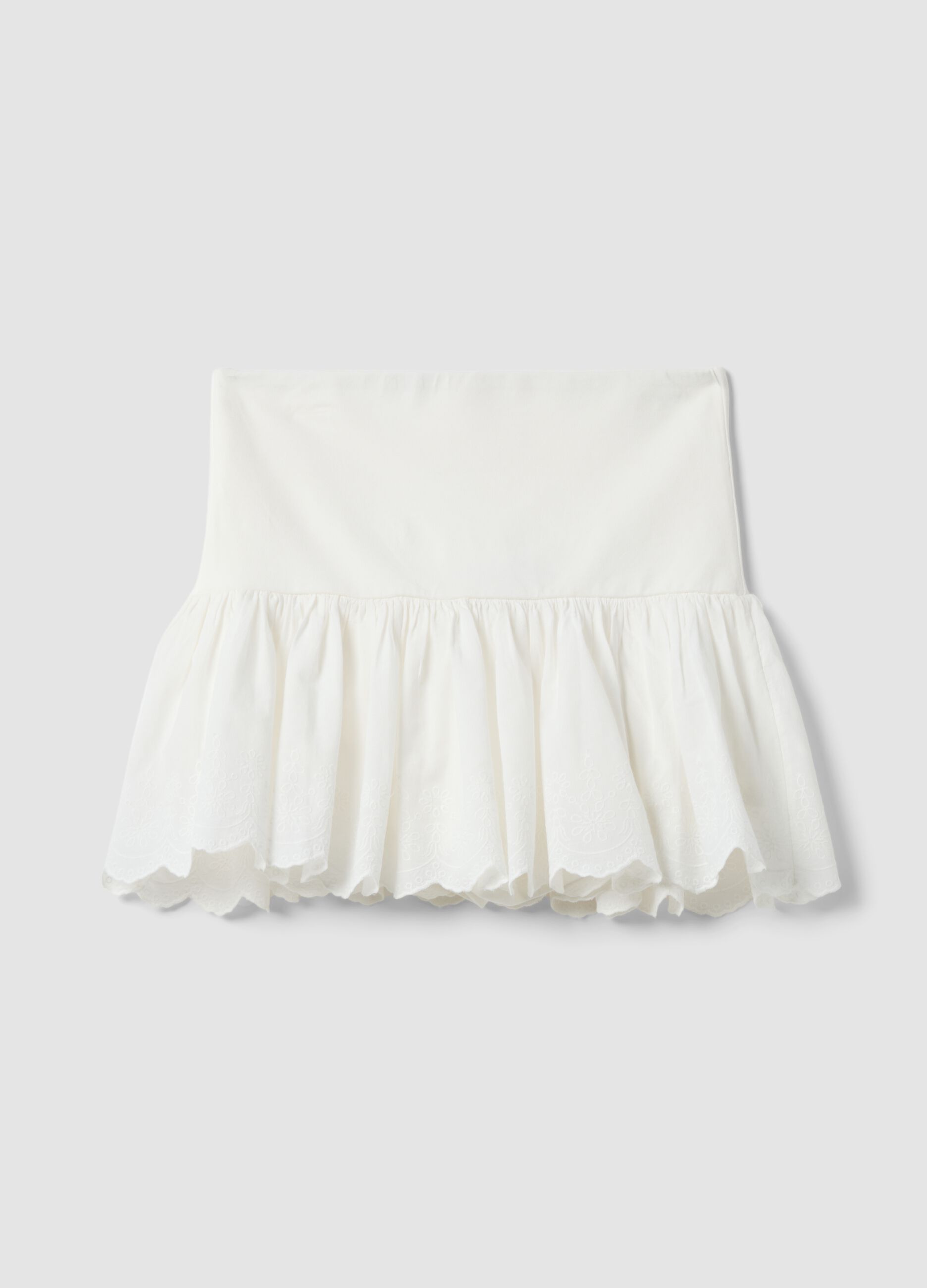 White mini skirt in pure cotton