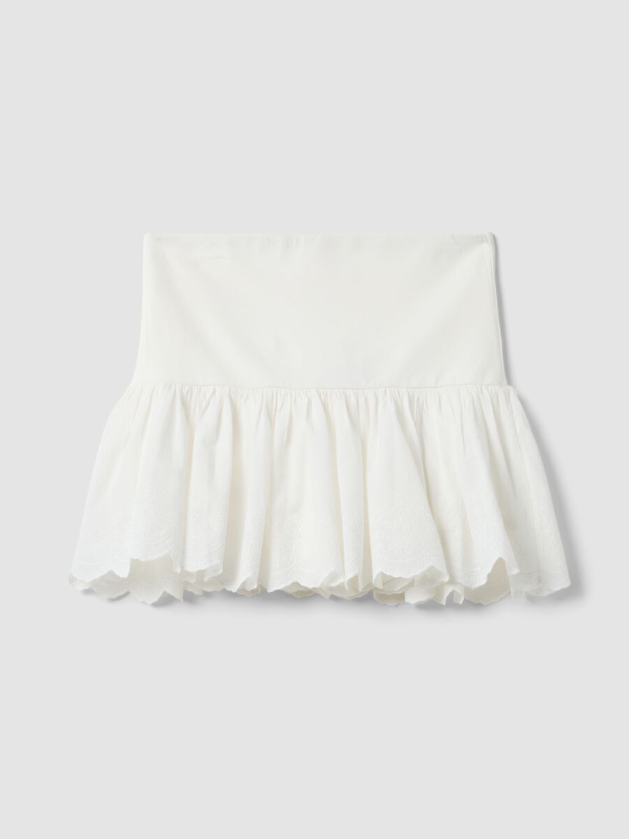 White mini skirt in pure cotton_0