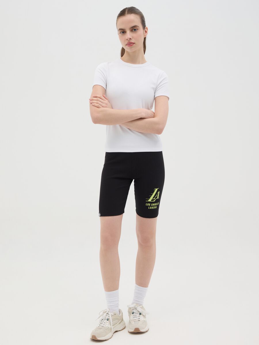 Black cycle shorts with NBA Los Angeles Lakers print_0