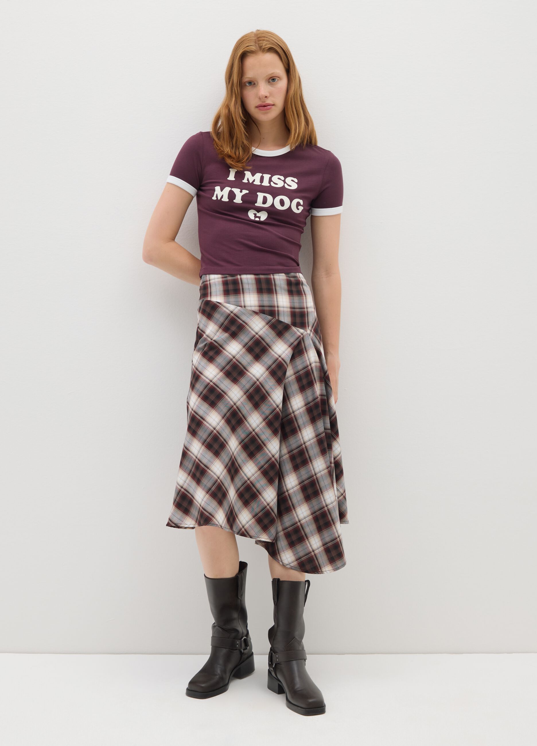 Bordeaux stretchy cotton women's T-shirt