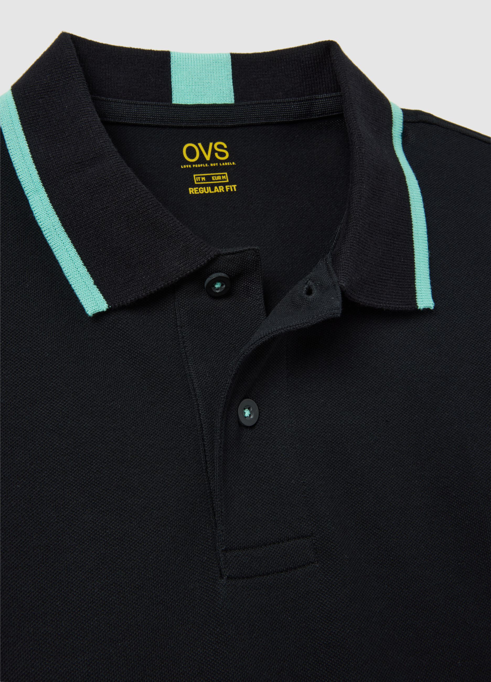 Polo da uomo in cotone nero regular fit