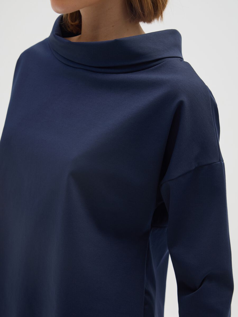Blue stretch cotton shirt regular fit_3