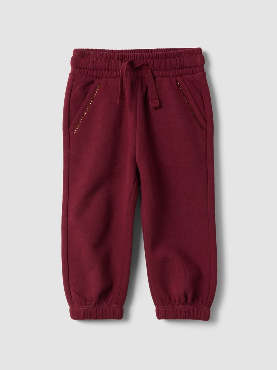 Red pure cotton jogger trousers_0