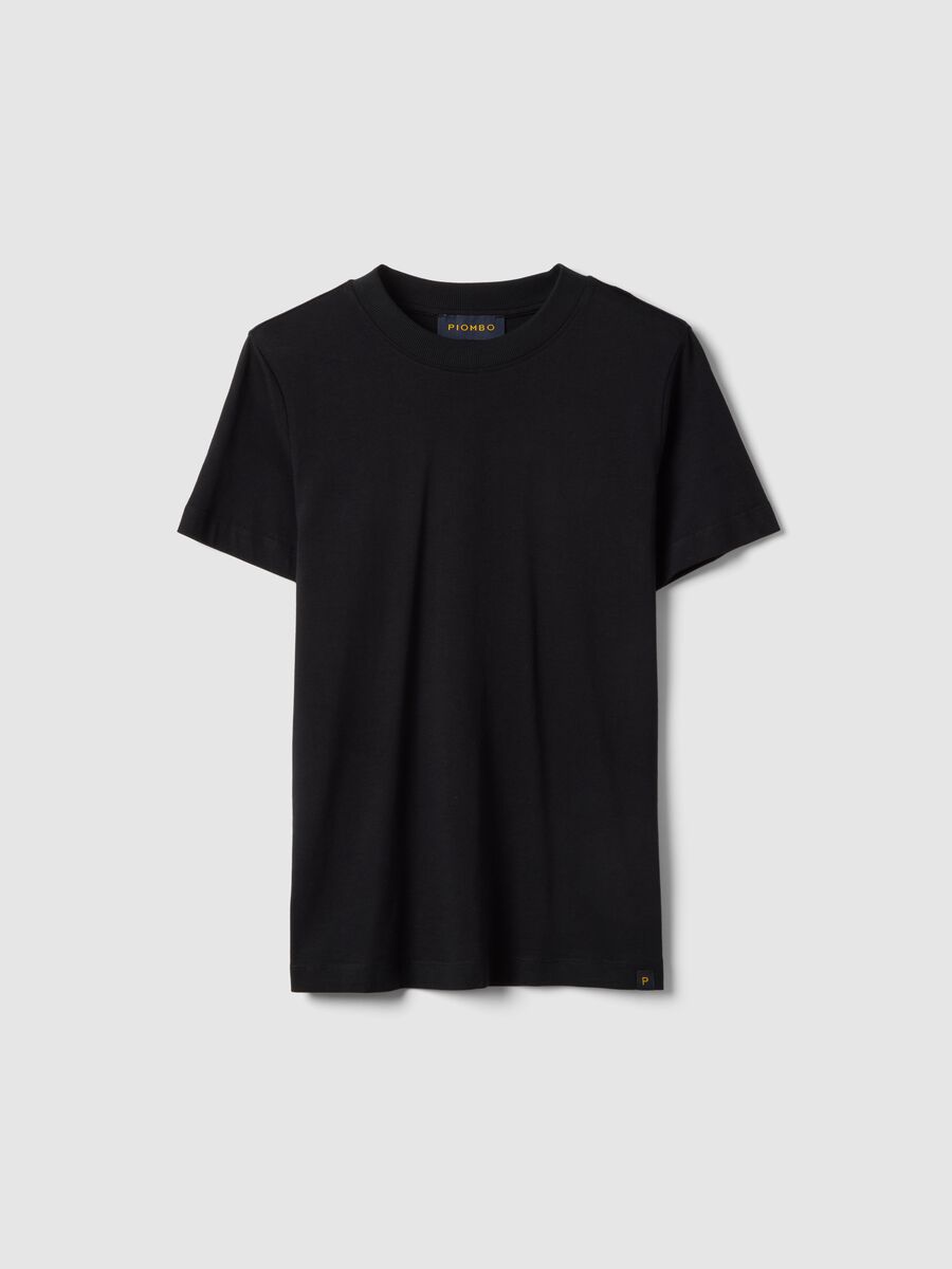 Black pure cotton crew neck t-shirt in regular fit_4