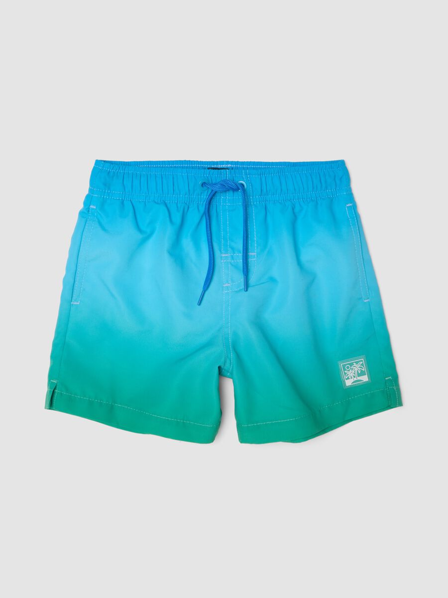 Blue Ombre Swim Shorts with Elasticated Waist_0