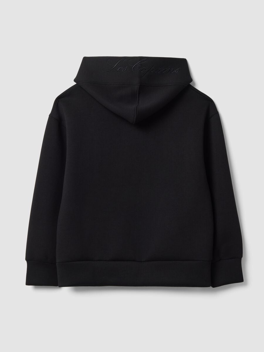 Felpa full zip nera in viscosa elasticizzata over fit_6