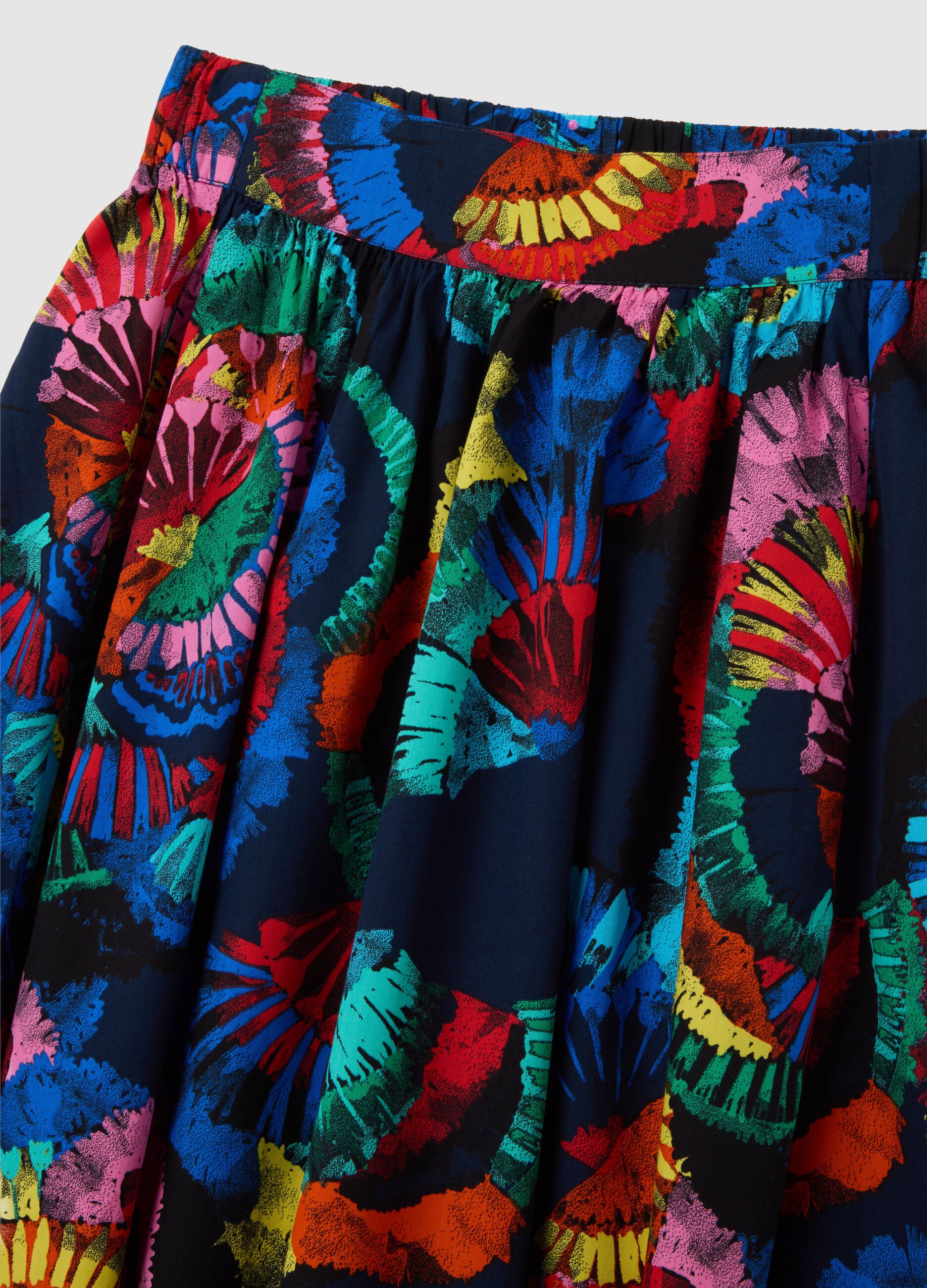 Gonna lunga da donna in puro cotone multicolor regular fit