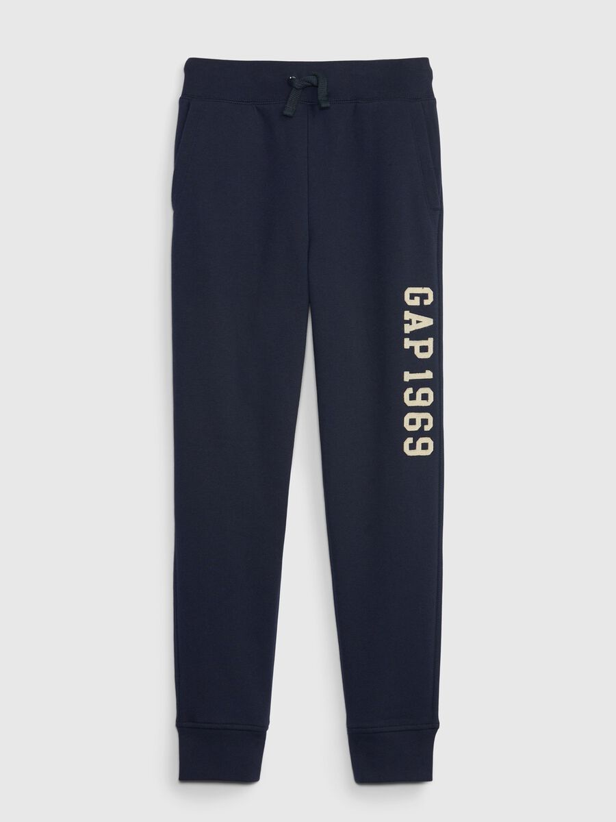 Joggers slim fit in cotone con patch logo_0