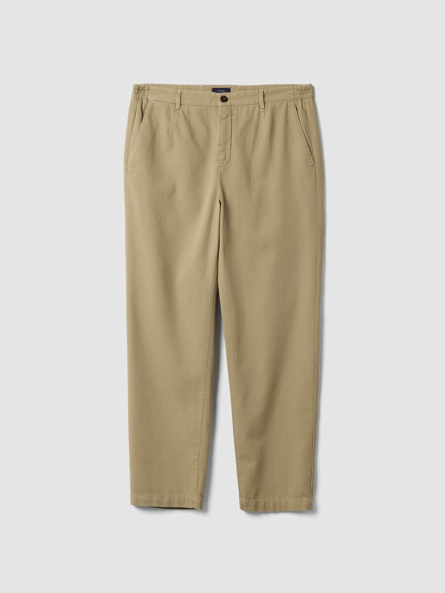 Beige pure cotton carrot-fit chino trousers_0