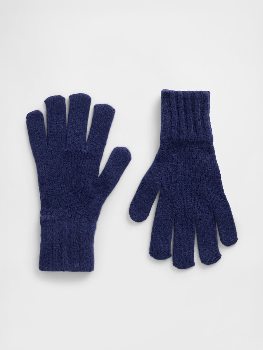 Blue gloves in cotton and acrylic blend_0