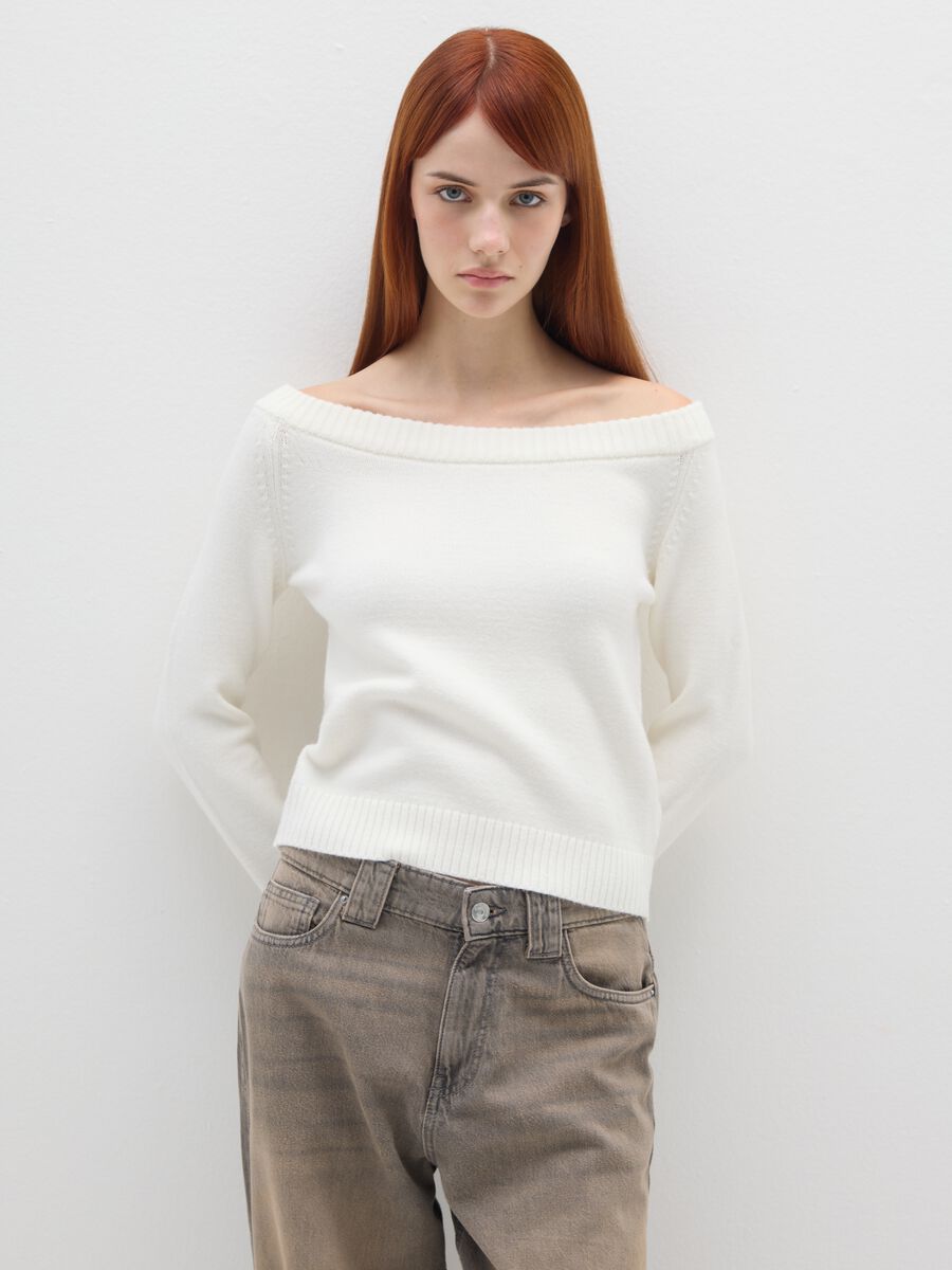 White Boat Neck Jumper_1