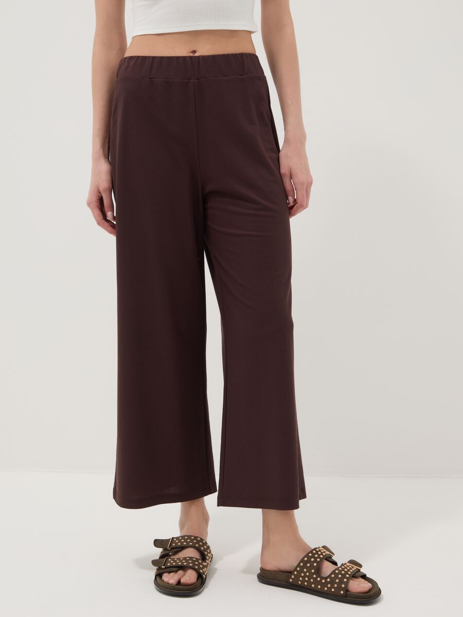 Brown viscose-blend culotte trousers_1