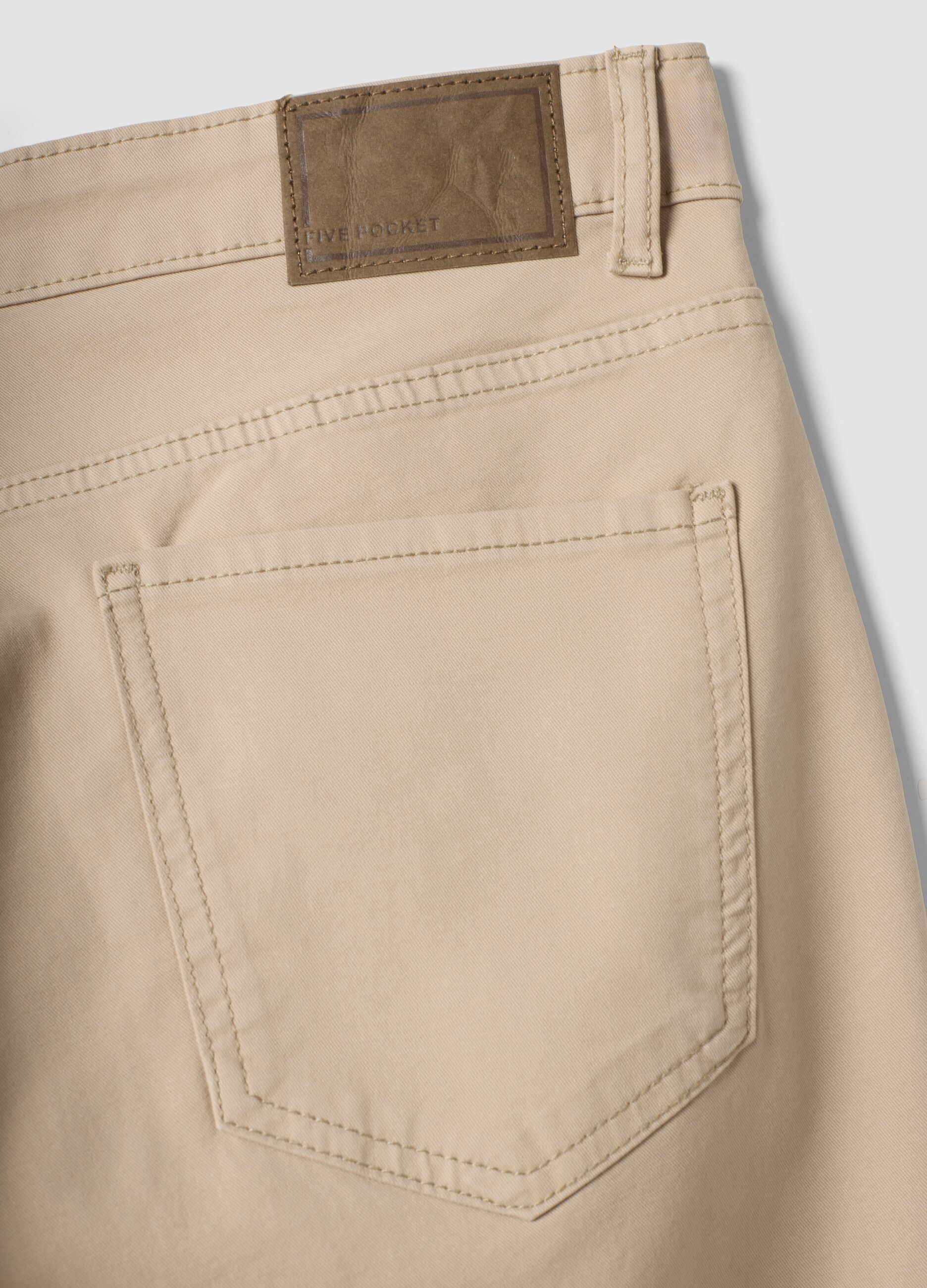 Beige regular-fit stretch cotton twill trousers