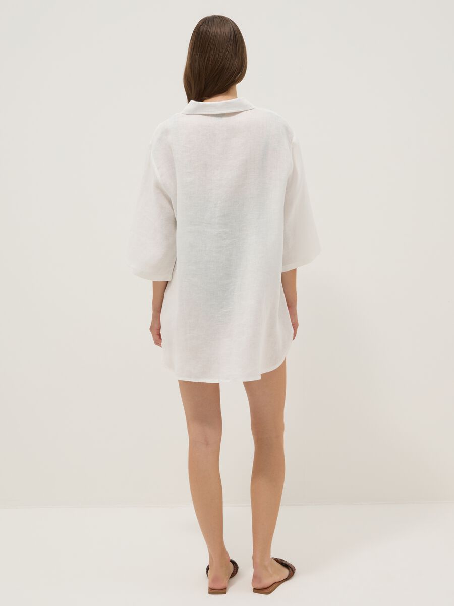 Long white pure linen beach cover-up_3